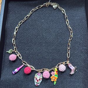 Betsey Johnson SUGAR SKULL  CHARM BIB COLLAR NECKLACE NWT Last one!